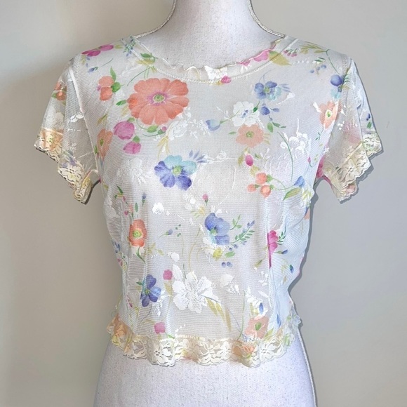 Vintage Victoria’s Secret Mesh and Lace Crop Top - Picture 2 of 5